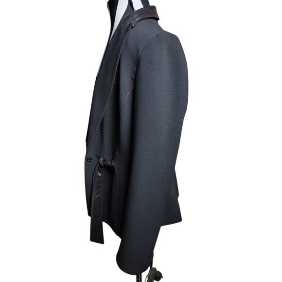 Stunning Alberto Makali Fitted Blazer - Black with Red Stitching & Leather - Picture 6 of 11